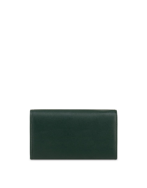 Continental Wallet with hand-grained leather effect. WOOD GREEN