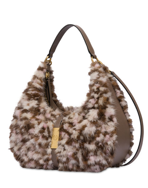 Hobo bag in recycled vision Asia PINK/BEIGE/BROWN/TAUPE