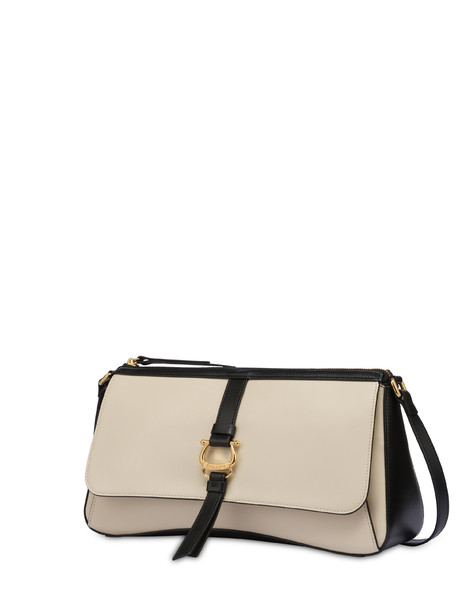 Borsa a tracolla in vitello Ride AVORIO/NERO