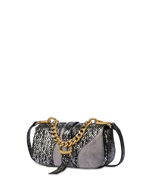 Borsa a tracolla piccola stampa pitone Ride ARGENTO-NERO/FUCILE