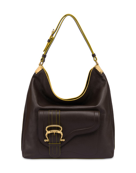Mastery drummed calfskin bag DARK BROWN