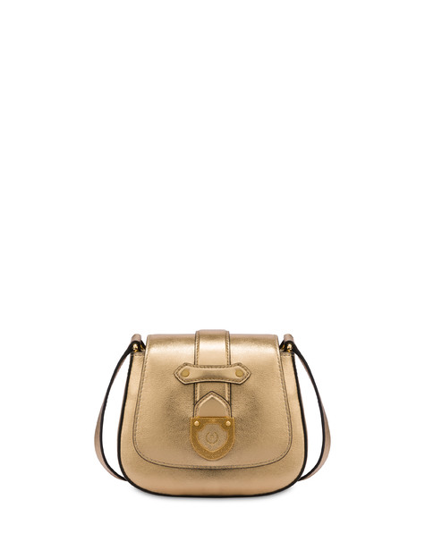 Borsa a tracolla in vitello laminato Shield ORO