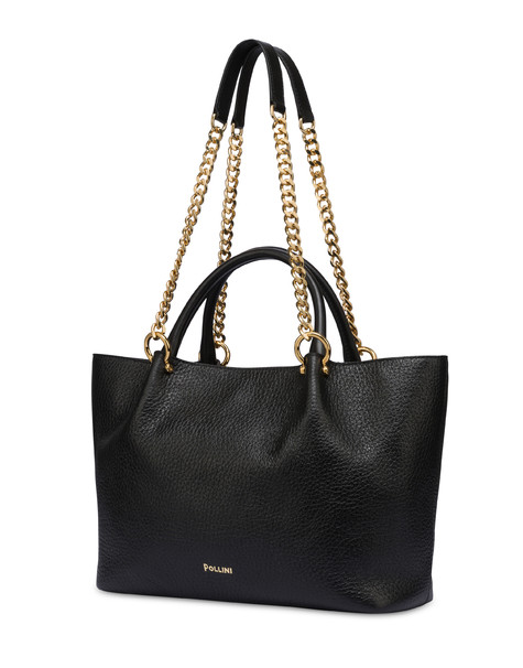 Borsa in vitello bottalato double Marlene NERO/NERO