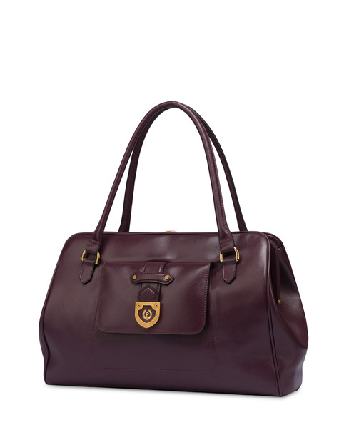 Borsa doppio manico in vitello Shield BORDEAUX