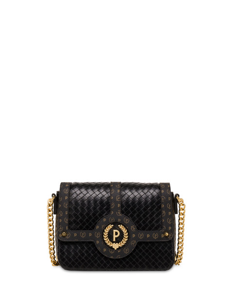 Borsa a tracolla stampa intreccio Royal Laurel NERO/NERO