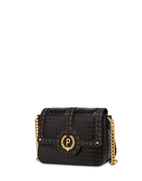 Borsa a tracolla stampa intreccio Royal Laurel NERO/NERO