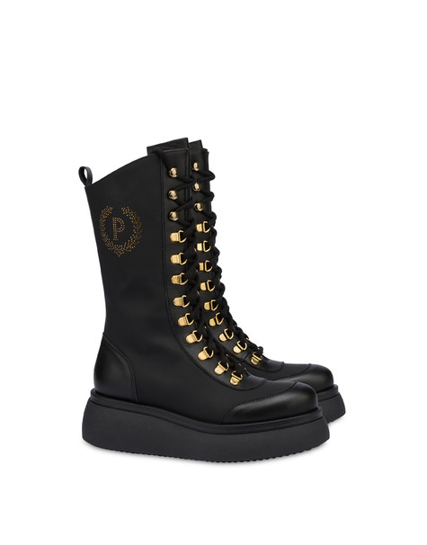 Combat boot in vitello gommato Wily NERO/NERO