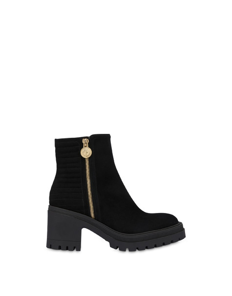 Motocycling suede ankle boots BLACK