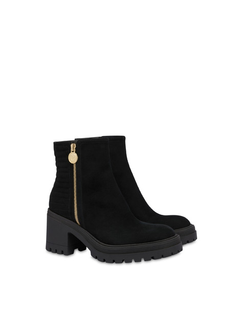 Motocycling suede ankle boots BLACK