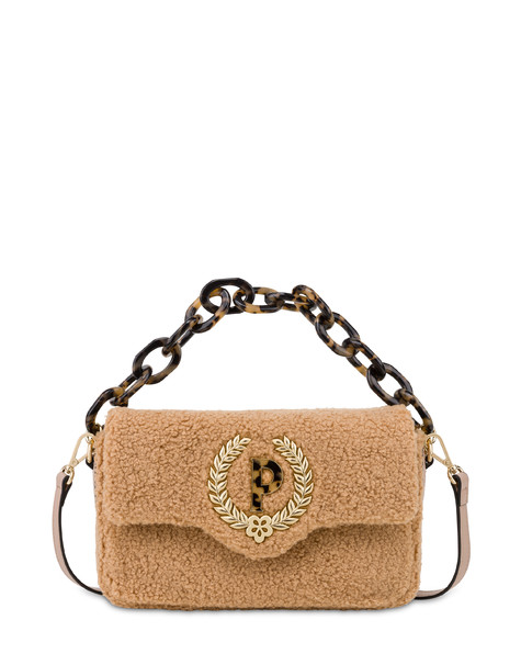 Shearling-effect candy bag with maxi chain BEIGE/BEIGE