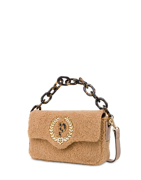 Shearling-effect candy bag with maxi chain BEIGE/BEIGE