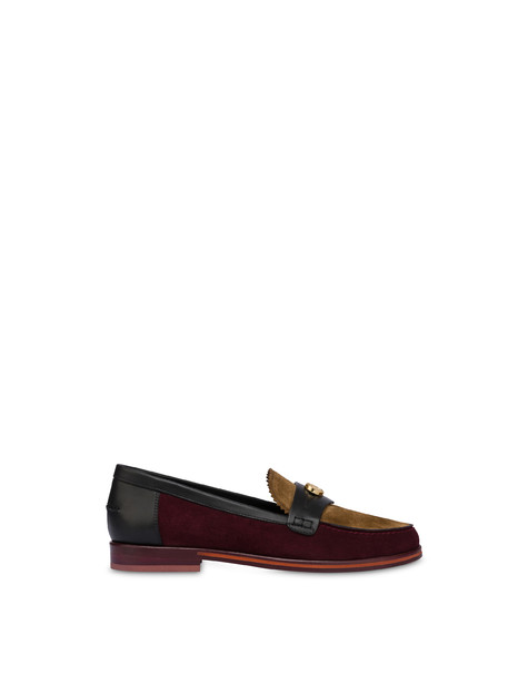 Oxford leather and calfskin moccasins HIDE/BORDEAUX/BLACK