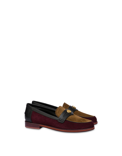 Oxford leather and calfskin moccasins HIDE/BORDEAUX/BLACK
