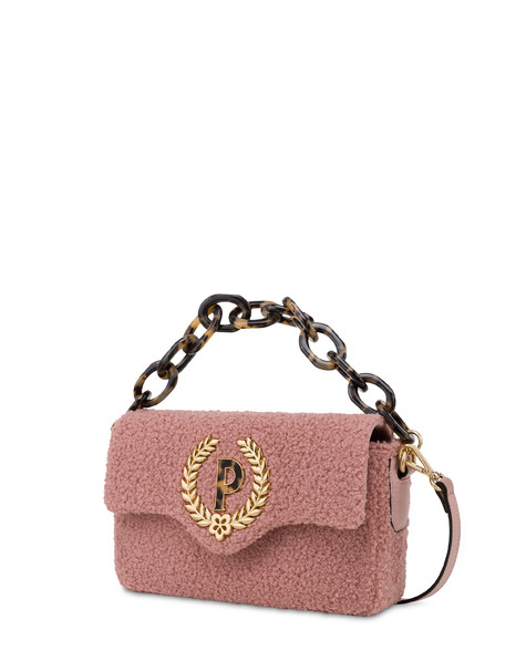 Candy bag effetto shearling con maxi catena NUDE/NUDE