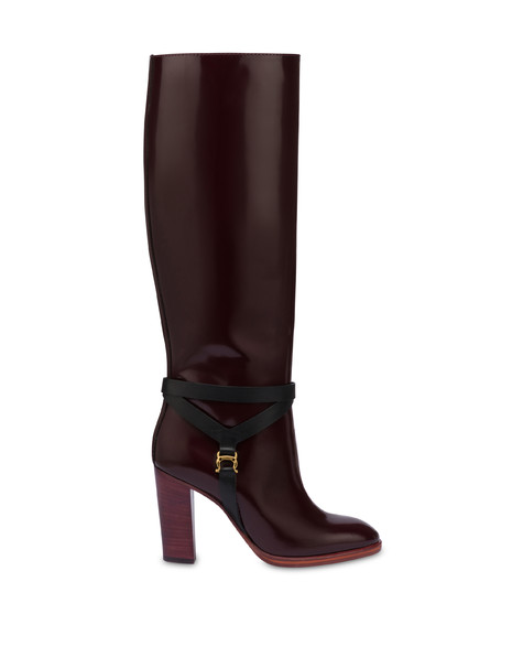 Saddle abrasive calf leather boots BORDEAUX/BLACK