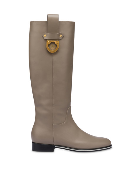 Shield calfskin flat boots TAUPE