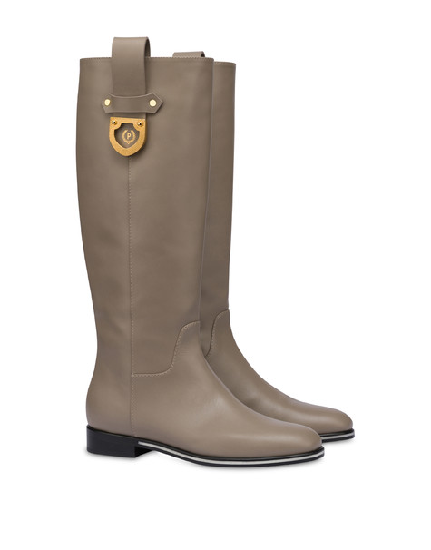 Shield calfskin flat boots TAUPE