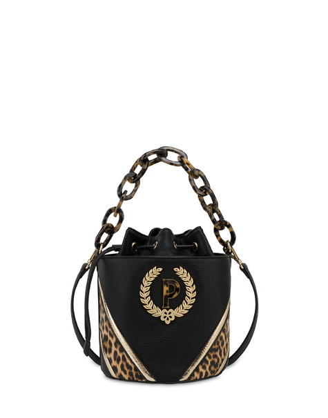 Woman In Gold Bucket bag with Leopard details BLACK/LEOPARD/GOLD