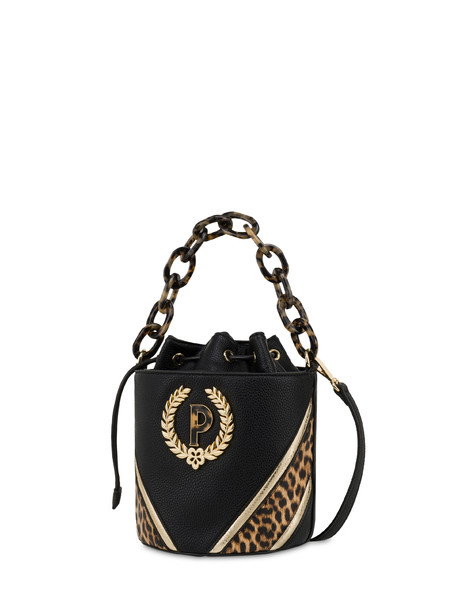 Woman In Gold Bucket bag with Leopard details BLACK/LEOPARD/GOLD