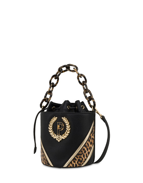 Borsa a secchiello con dettagli Leopard Woman In Gold NERO/LEOPARDO/ORO