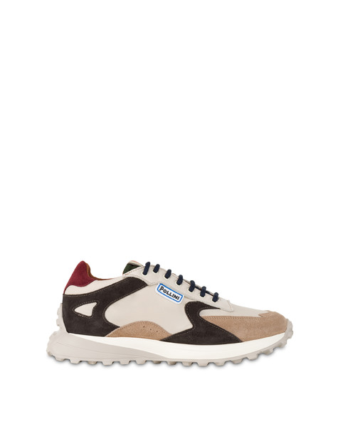 Sneakers in nylon e crosta Bold Running AVORIO/GRIGIO/VERDE/AVORIO/BEIGE/BORDEAUX