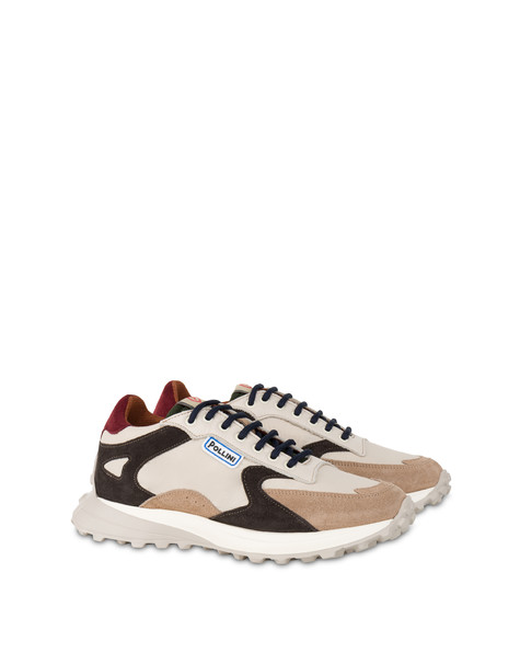Sneakers in nylon e crosta Bold Running AVORIO/GRIGIO/VERDE/AVORIO/BEIGE/BORDEAUX
