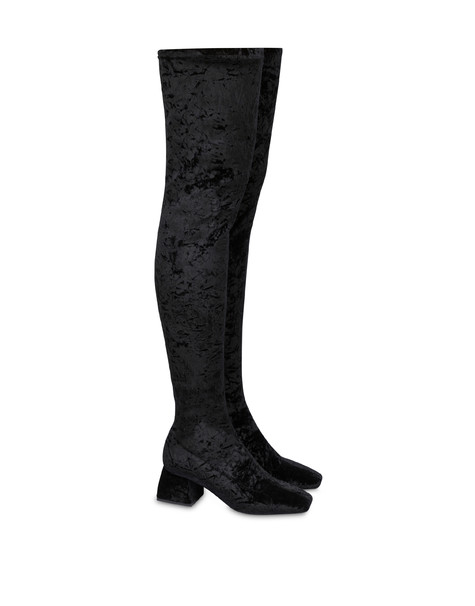 Softie velvet over-the-knee boot BLACK