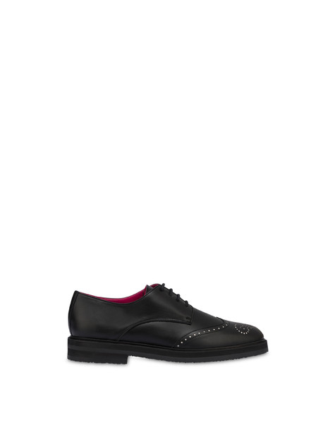 Mannish calfskin derbies with rhinestones BLACK