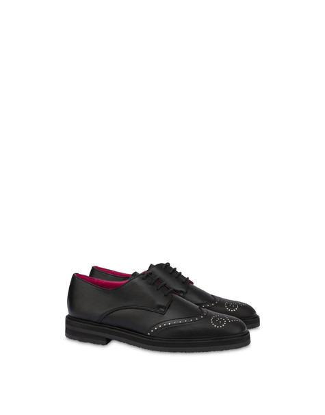 Mannish calfskin derbies with rhinestones BLACK