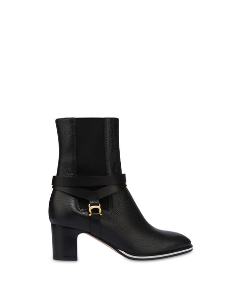 Saddle calf leather ankle boots BLACK/BLACK