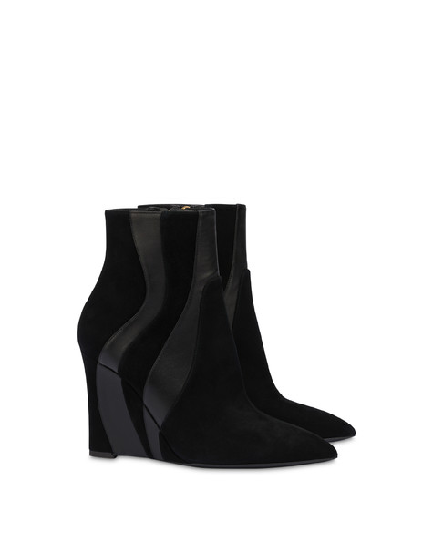 Wave calf leather wedge ankle boot BLACK/BLACK