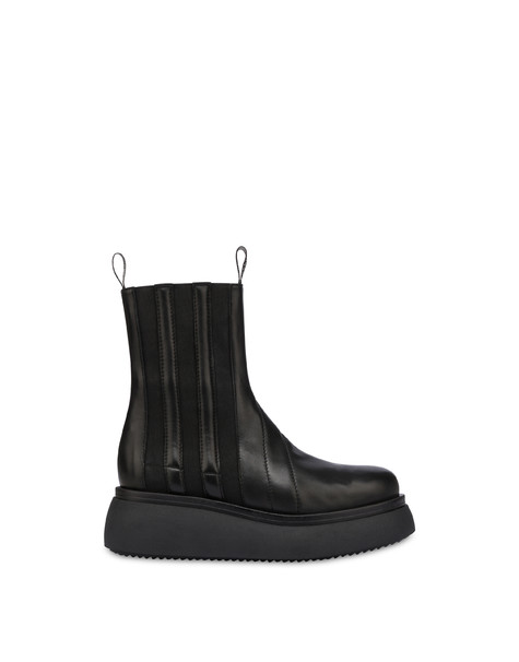 Elastic Stripes nappa leather ankle boots BLACK