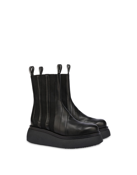 Elastic Stripes nappa leather ankle boots BLACK