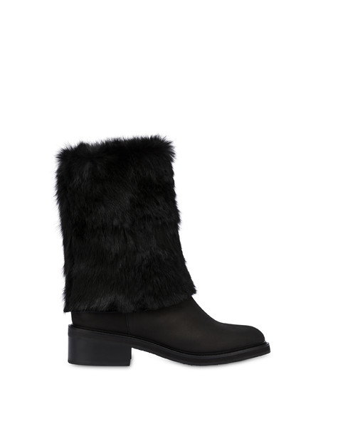 Stivaletti in nabuk e lapin Comfy Urban NERO/NERO