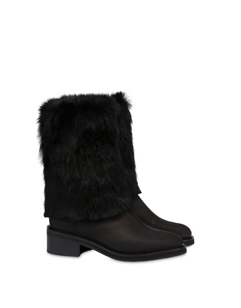Stivaletti in nabuk e lapin Comfy Urban NERO/NERO