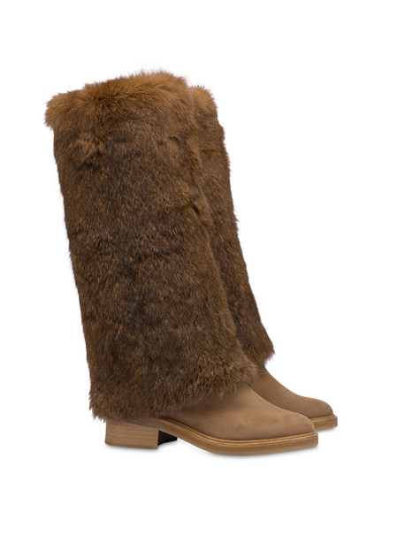 Stivale in nabuk e lapin Comfy Urban CUOIO/CUOIO