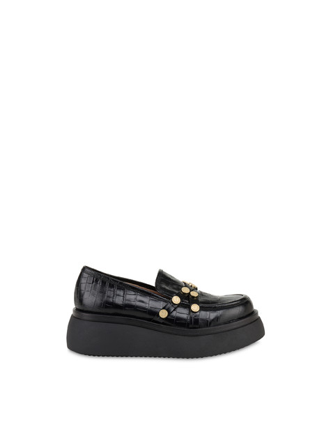 Royal Penny moccasins with crocodile print BLACK