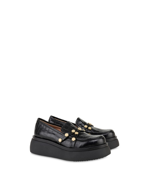 Royal Penny moccasins with crocodile print BLACK