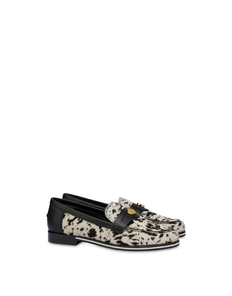 Oxford moccasins in ponyskin WHITE-BLACK/BLACK