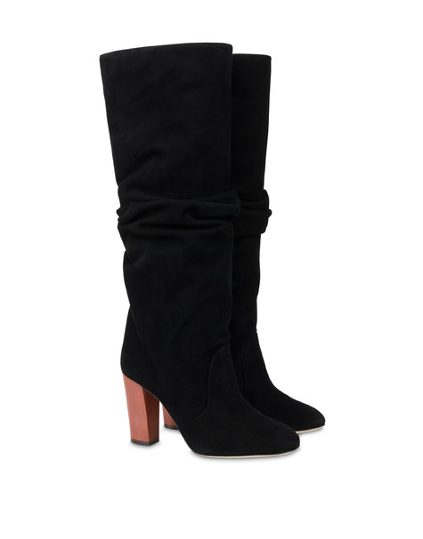 Cuddle suede boots BLACK/ORANGE