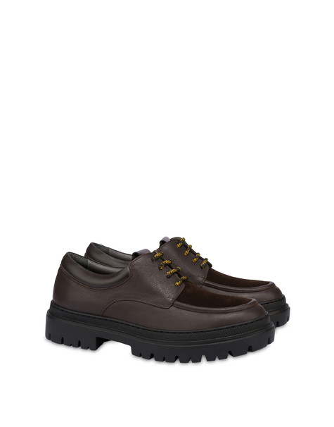 Helton calfskin and split leather laces DARK BROWN/DARK BROWN