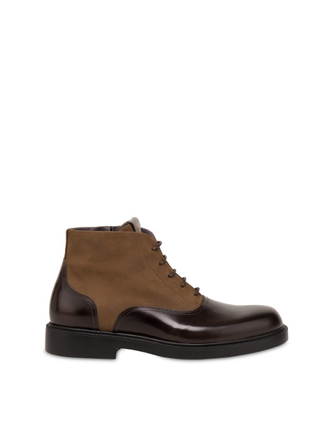 Nubuck and Newburgh calf leather ankle boots DARK BROWN/MUD