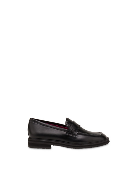 Mocassini in vitello con micro strass Mannish NERO