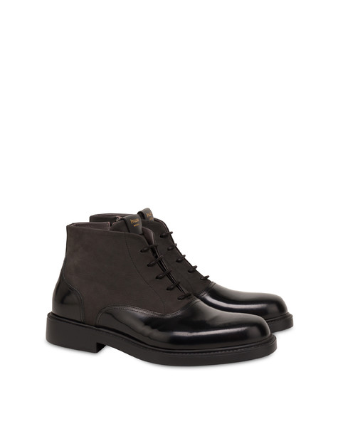 Nubuck and Newburgh calf leather ankle boots BLACK/GREY