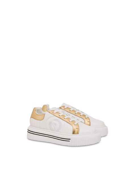 Doona knitted and laminated calfskin sneakers MOON/GOLD