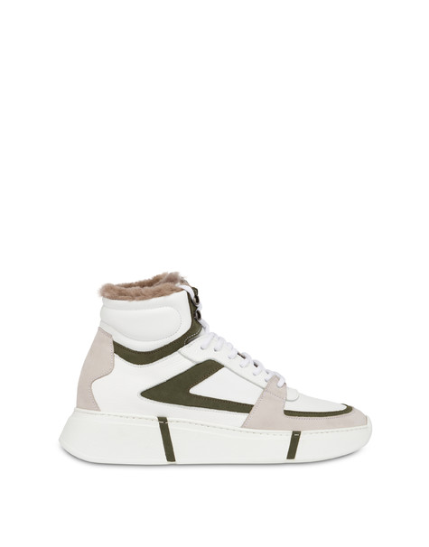 High-top sneakers in vitello VERDE/PERLA/BIANCO/BIANCO