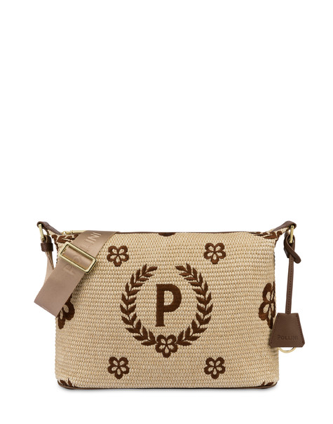 Macro Heritage Straw Shoulder Bag Natural/dark Brown/brown