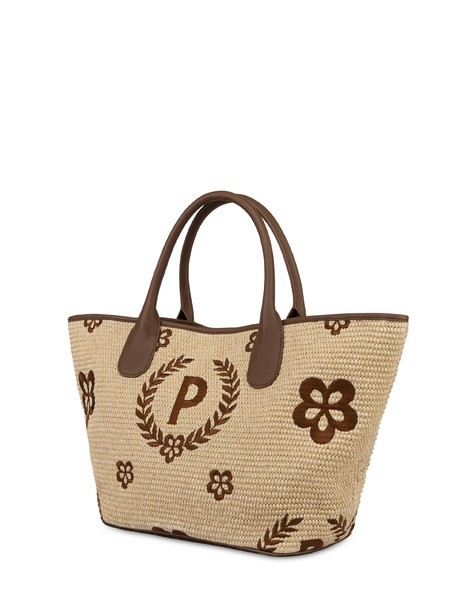 Tote bag in paglia Macro Heritage Medium NATURALE/T.MORO/MARRONE