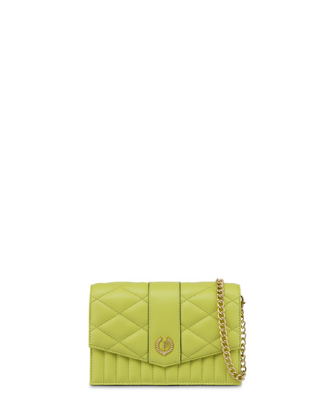 Matelassé quilted clutch bag with mirror LIME