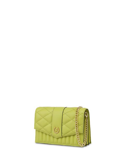 Matelassé quilted clutch bag with mirror LIME